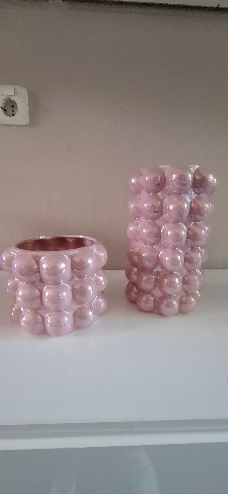 2 roze bubbel vazen, Ophalen, Overige merken, Nieuw, Roze