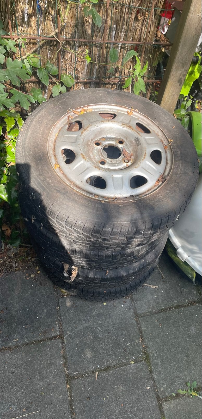 Winterbanden met velgen 155/70 R13, Gebruikt, 155 mm, 13 inch, Banden en Velgen