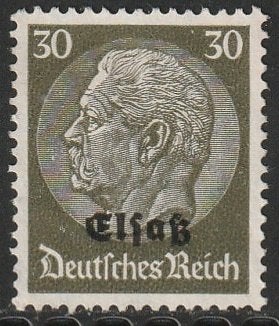 Bezet Elzas 1940 11 Hindenburg 30p, Ongebruikt, Ophalen of Verzenden, Overige periodes, Postfris