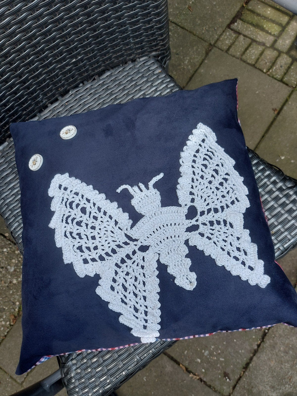 Prachtige kussenhoes van 40x40cm, met een gehalte vlinder, Ophalen of Verzenden, Nieuw, Vierkant