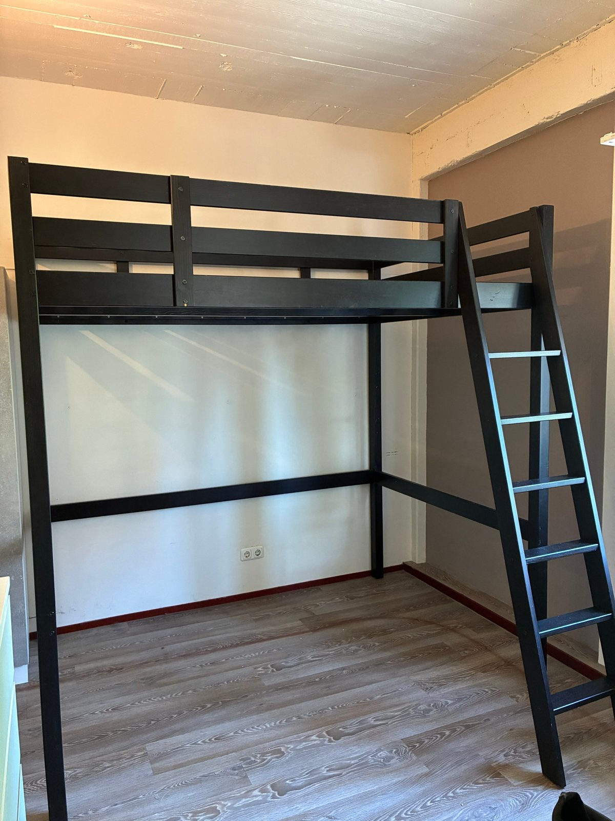 IKEA Stora Hoogslaper 140 cm bed - Zwart, Ophalen, Gebruikt, Hoogslaper, Tweepersoons