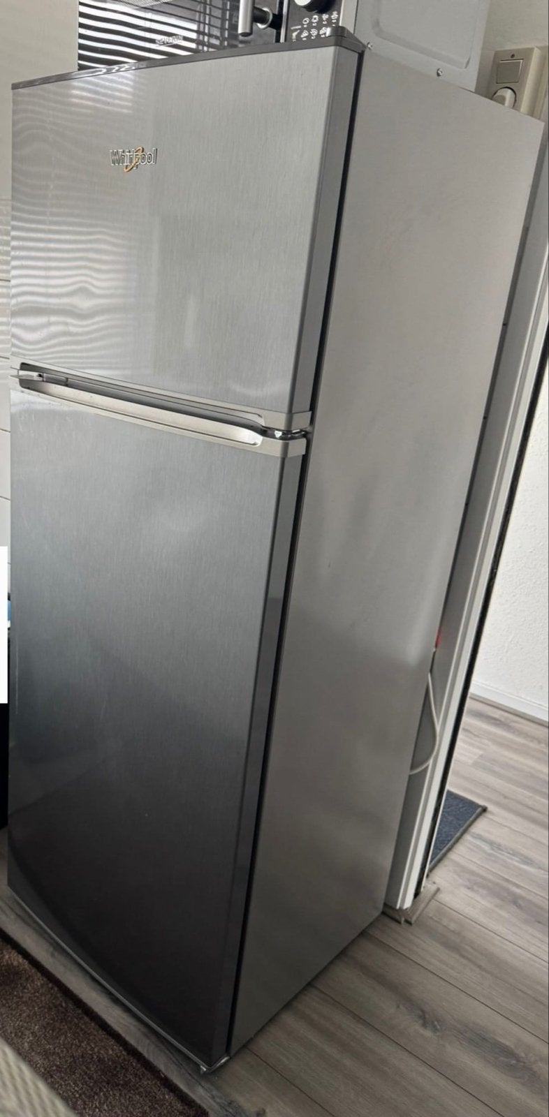 Whirlpool Koelkast met vriesvak - RVS look, 150 tot 200 liter, Gebruikt, Ophalen of Verzenden, 140 tot 160 cm