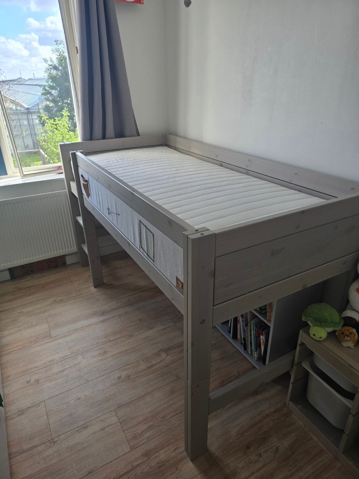 Lifetime halfhoogslaper - Gray wash, Ophalen, Eenpersoons, Zo goed als nieuw, Grijs