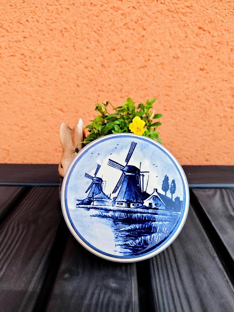 Mooi Delfts blauw potje met klassiek Hollands molenlandschap, Ophalen of Verzenden