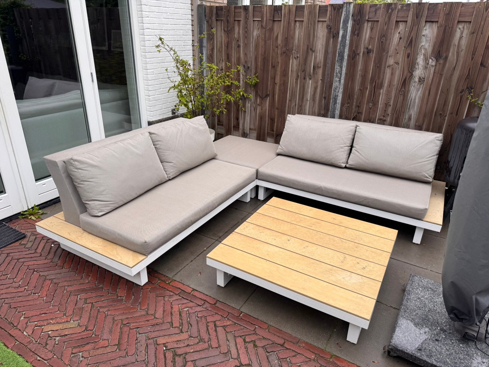 Life Outdoor / 4 Seasons loungeset 280x280 cm + tafel, Tuin en Terras, Ophalen, 4 zitplaatsen, Bank, Aluminium