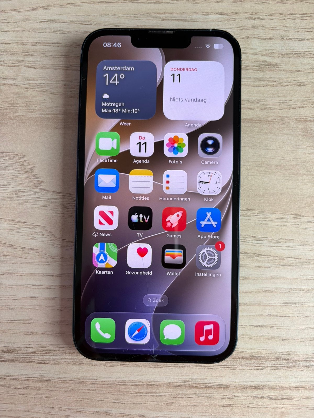 iPhone 13 128GB Zwart - Gebarsten Scherm, Telecommunicatie, Mobiele telefoons | Apple iPhone, 80 %, Zwart, IPhone 13, Ophalen of Verzenden
