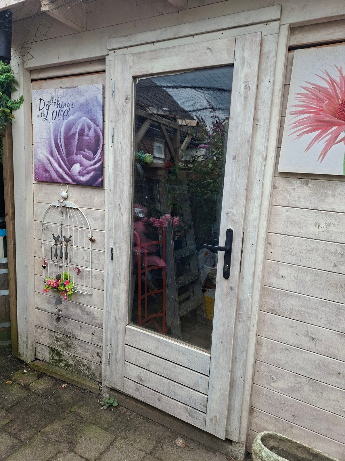 Houten schuur met plat dak en enkele deur, Tuin en Terras, Ophalen, 250 tot 500 cm, Schuur, 1 raam