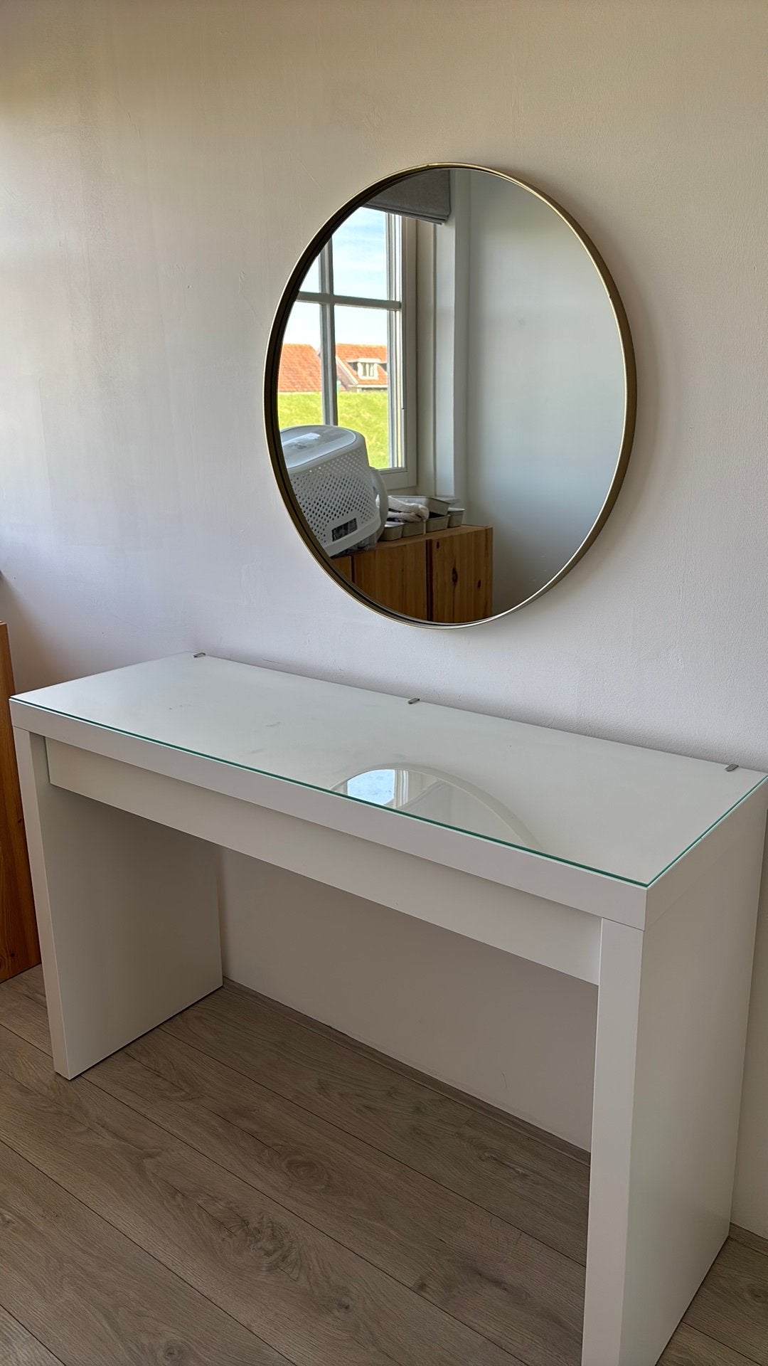 Malm kaptafel ikea en jysk spiegel goud, Huis en Inrichting, Ophalen, Zo goed als nieuw, 50 tot 100 cm, Minder dan 100 cm