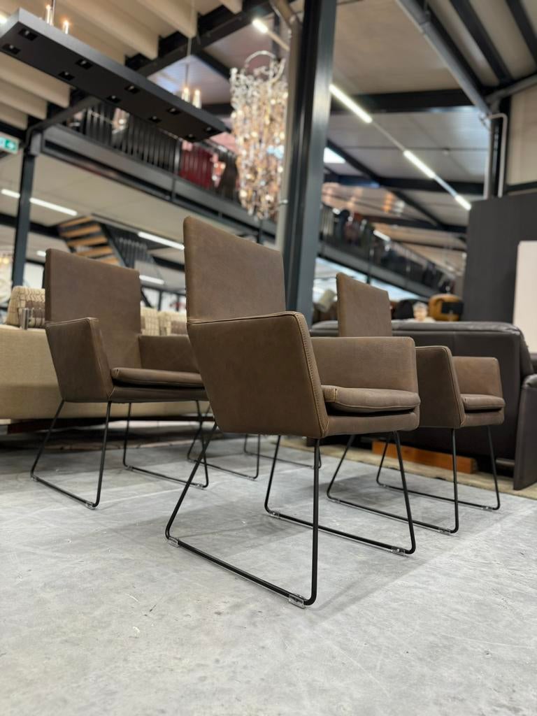 4 Nieuw Label van den Berg Donna Eetkamerstoel Leer Bruin, Huis en Inrichting, Stoelen, Bruin, Nieuw, Leer, Ophalen of Verzenden