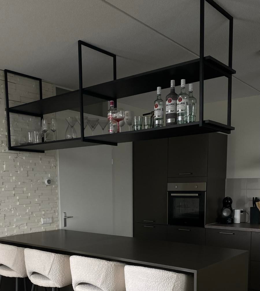Modern Zwart Plafondrek met LED Verlichting en Spots, Huis en Inrichting, Ophalen, Zo goed als nieuw, Metaal, 75 cm of meer