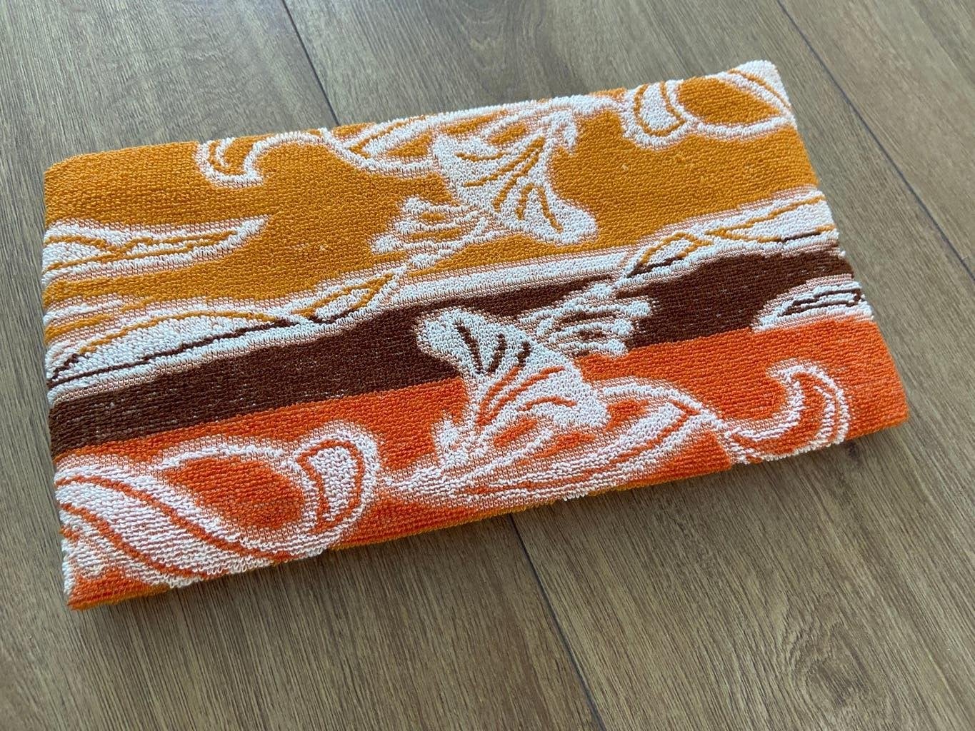 Vintage Jorzolino handdoek retro bruin oranje kleuren nieuw, Ophalen of Verzenden, Huis en Inrichting