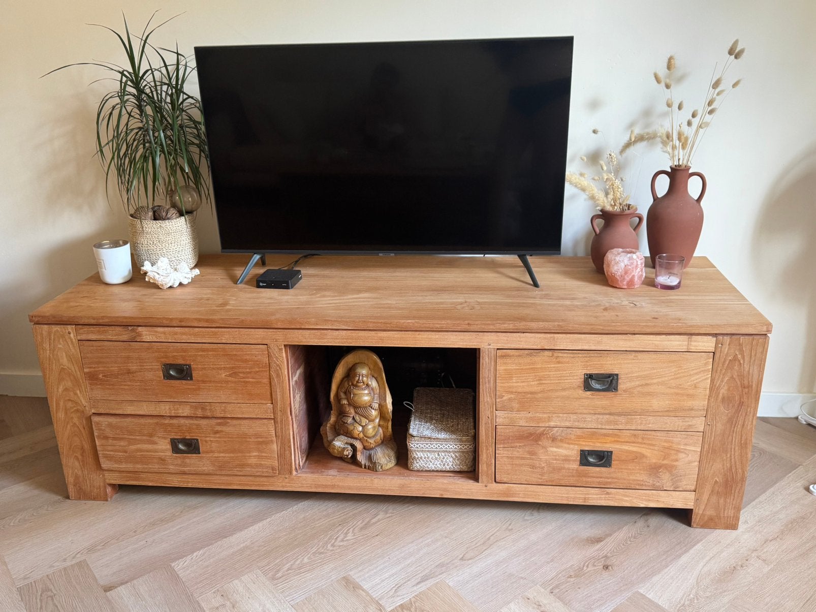 TV meubel teak, Huis en Inrichting, Kasten | Televisiemeubels, Ophalen, Gebruikt, 150 tot 200 cm, Minder dan 100 cm