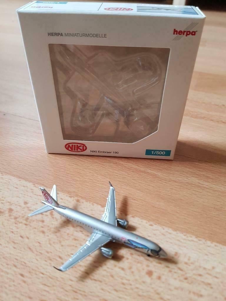 Herpa vliegtuig model 1:500 Niki Embraer 190 reg OE-IHB, Ophalen of Verzenden, Zo goed als nieuw, Schaalmodel