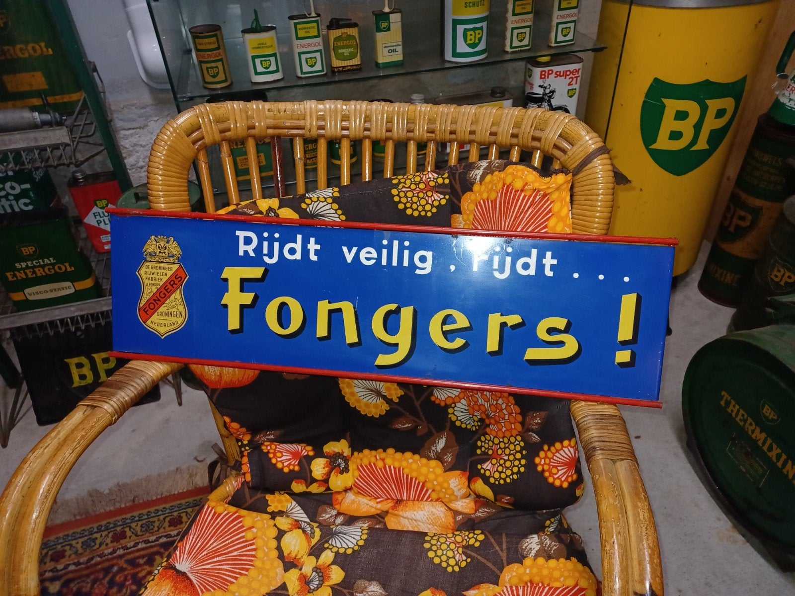 Reclamebord Fongers rijdt veilig, rijdt......, Ophalen of Verzenden, Gebruikt, Reclamebord