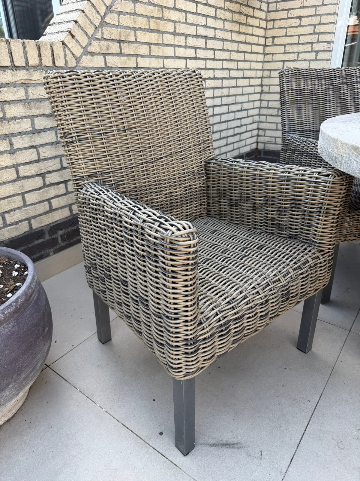 B7 Wicker stoelen met kussen 4 stuks, Tuin en Terras, Ophalen, Zo goed als nieuw, Wicker
