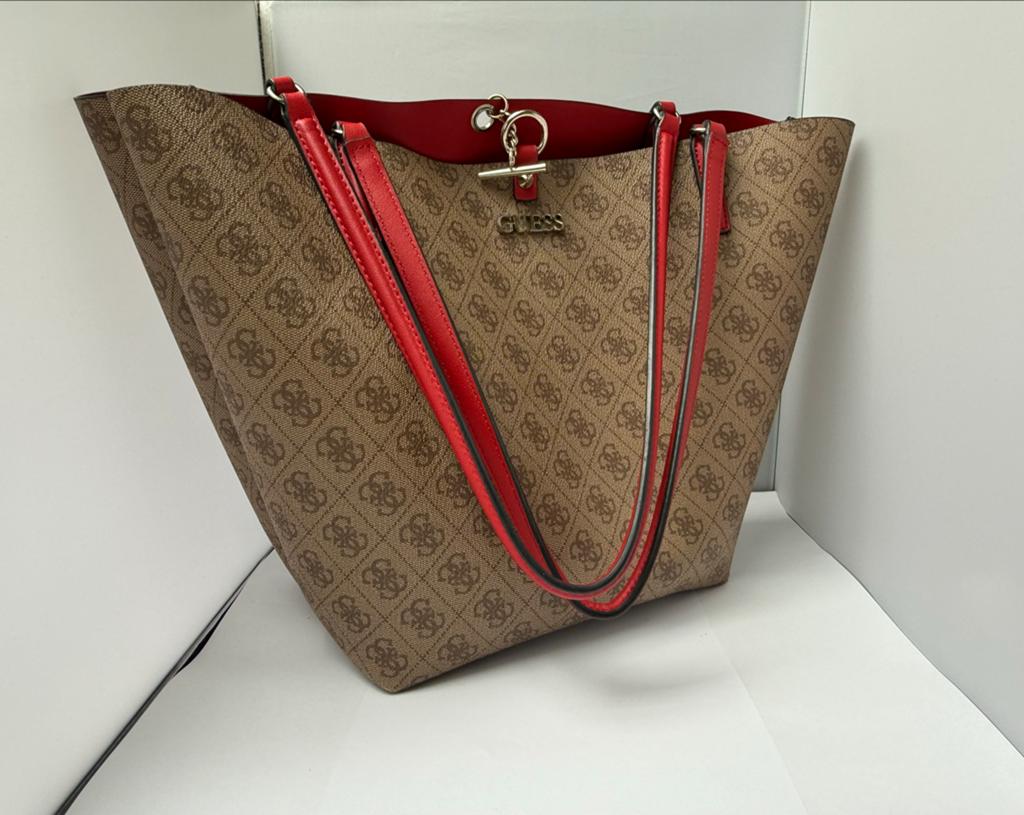Originele Guess Shopper - ALBY TOGGLE TOTE BAG, Ophalen of Verzenden, Zo goed als nieuw, Bruin, Shopper