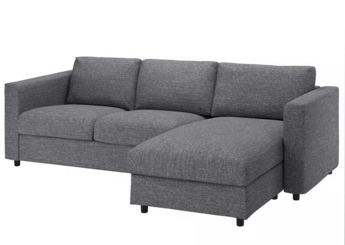 Nette Vimle 3-zits bank met chaisse longue, 250 tot 300 cm, Gebruikt, Driepersoons, Ophalen of Verzenden