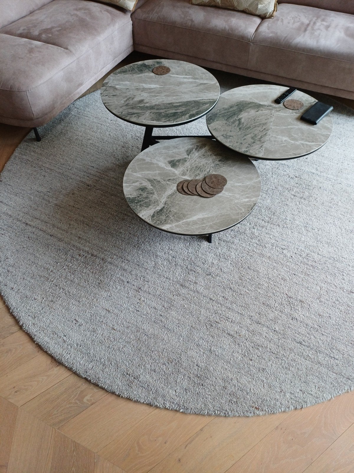 Wollen gemêleerd vloerkleed 240  rond, Huis en Inrichting, Stoffering | Tapijten en Kleden, Ophalen of Verzenden, Rond, 200 cm of meer