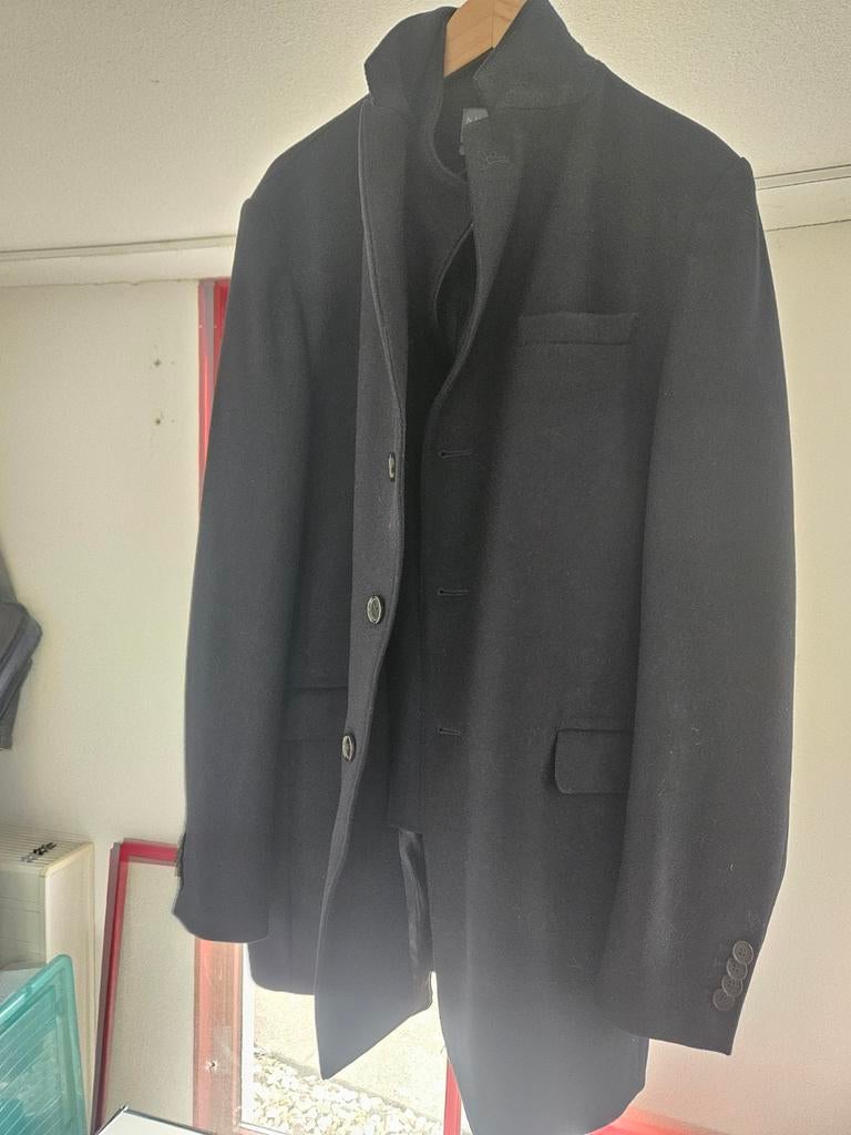 Wollen en cashmere trenchcoat  met afritsbaar deel, Blauw, Ophalen of Verzenden, Jac hensen, Maat 56/58 (XL)