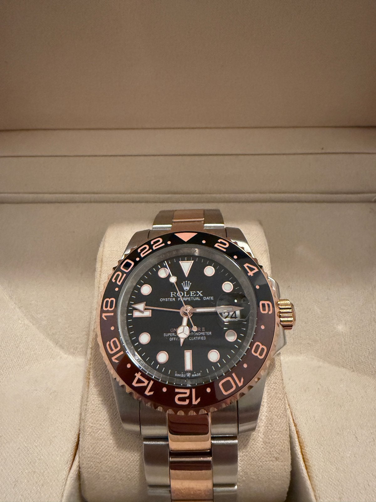 Rolex GMT Master II Rootbeer Rosé, Staal, Polshorloge, Nieuw, Ophalen of Verzenden