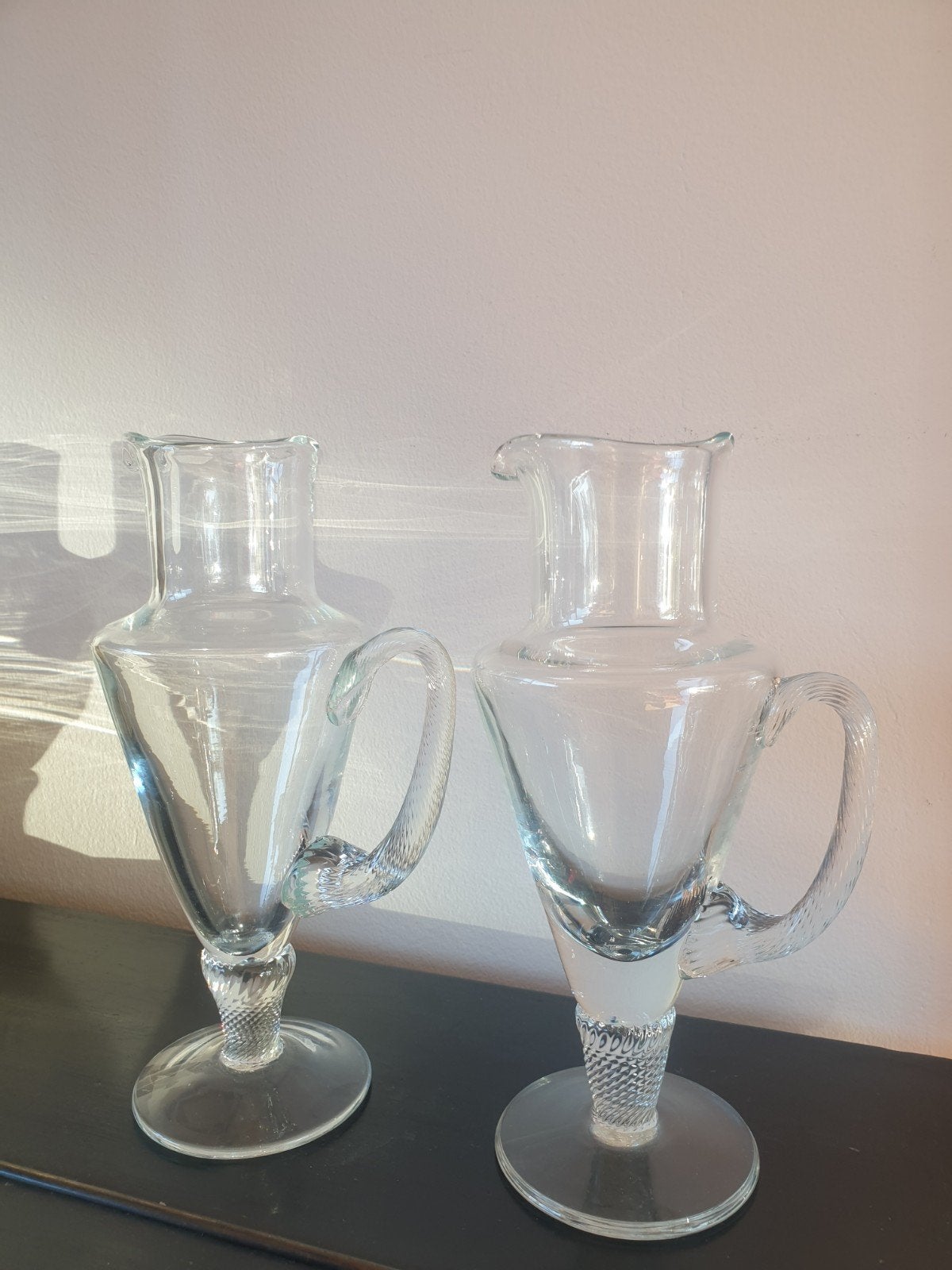 Italiaanse karaffen van helder glas, Ophalen of Verzenden, Glas, Overige stijlen, Glas of Glazen