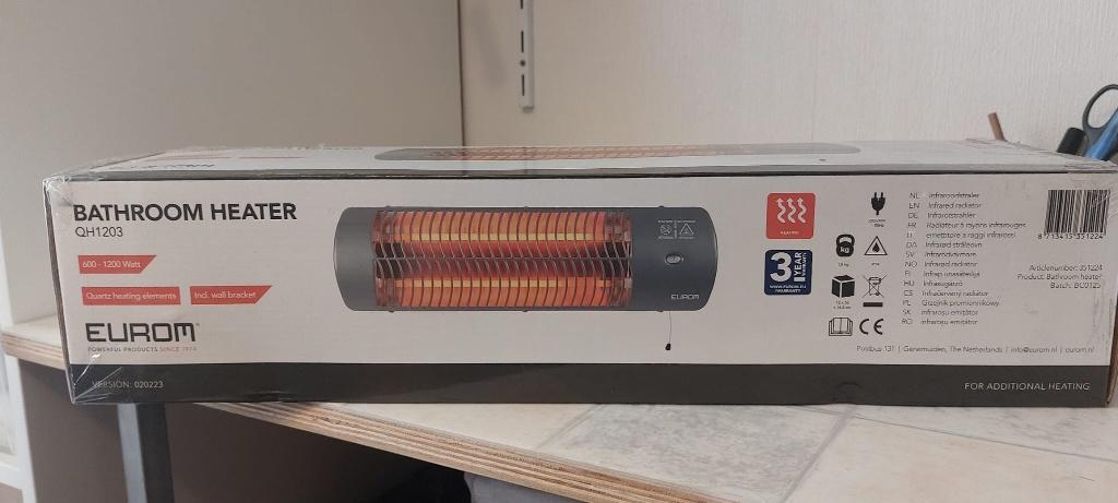2 x Badkamer heater Eurom nieuw in doos, Ophalen, 500 tot 800 watt, Minder dan 30 cm, Minder dan 60 cm