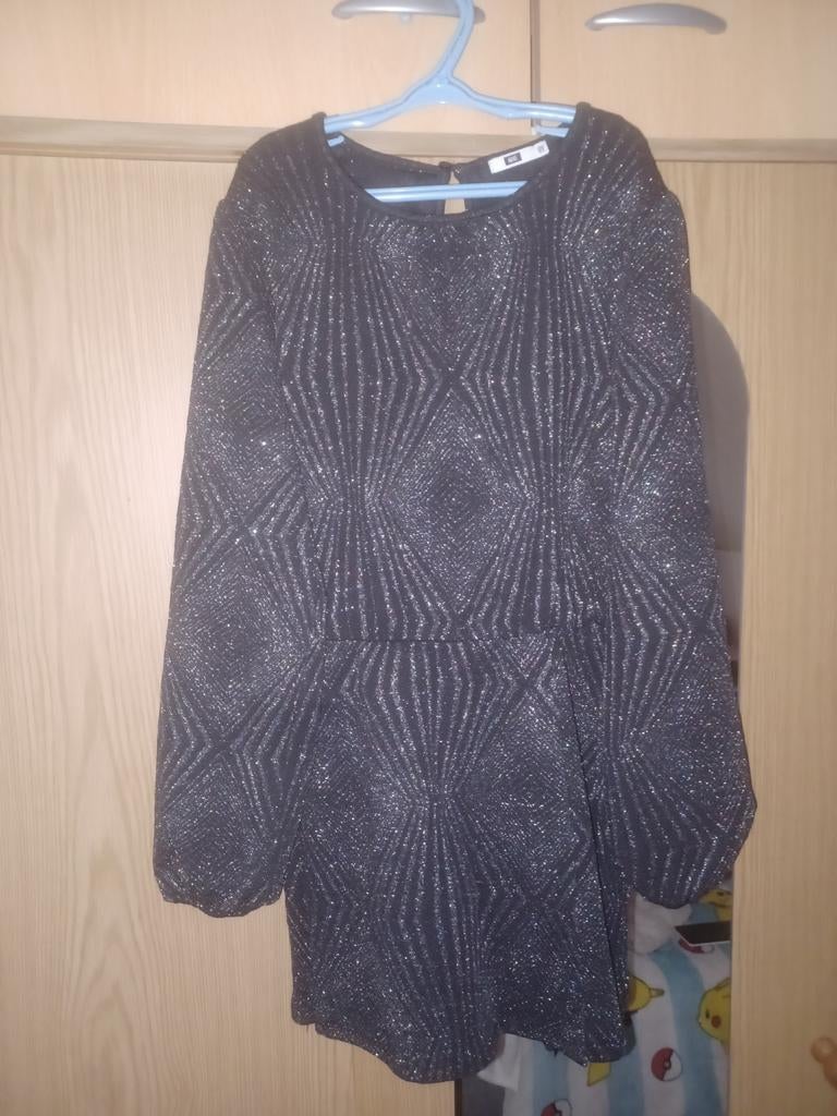 Zwarte WE glitter jumpsuit met lange mouwen, Ophalen of Verzenden, Zo goed als nieuw, Meisje
