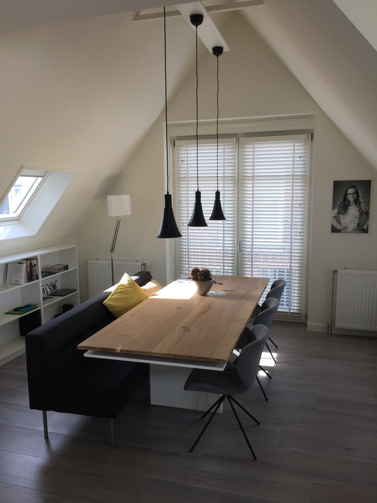 Design eettafel, massief eiken, 2.40 bij 1.00., Ophalen, 100 tot 150 cm, Eikenhout, 200 cm of meer