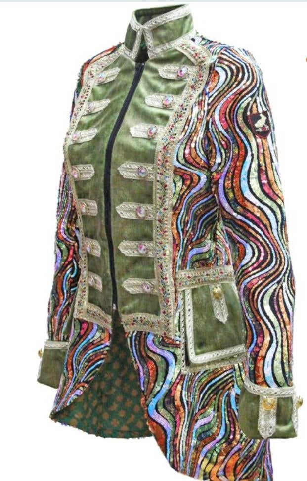 Carnavalsjas dames maat M – pailletten / festival / carnaval, Carnaval, Zo goed als nieuw, Kleding, Ophalen