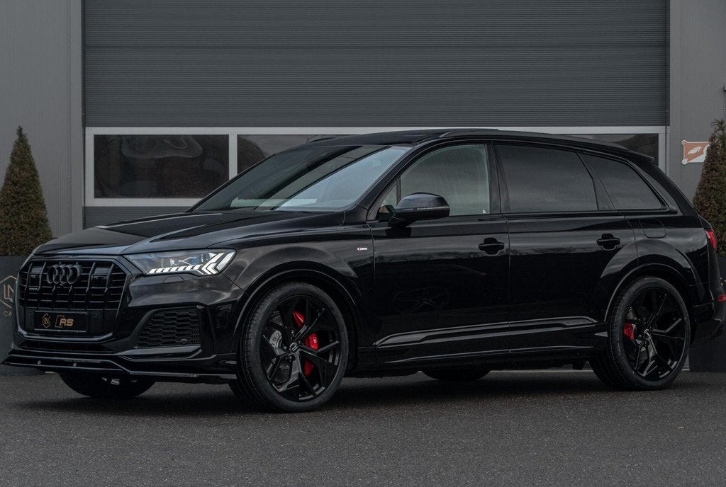 Audi Q7 55 TFSI e Quattro | Pano | Black| RS Zetels, Automaat, Gebruikt, Met garantie (alle), Zwart