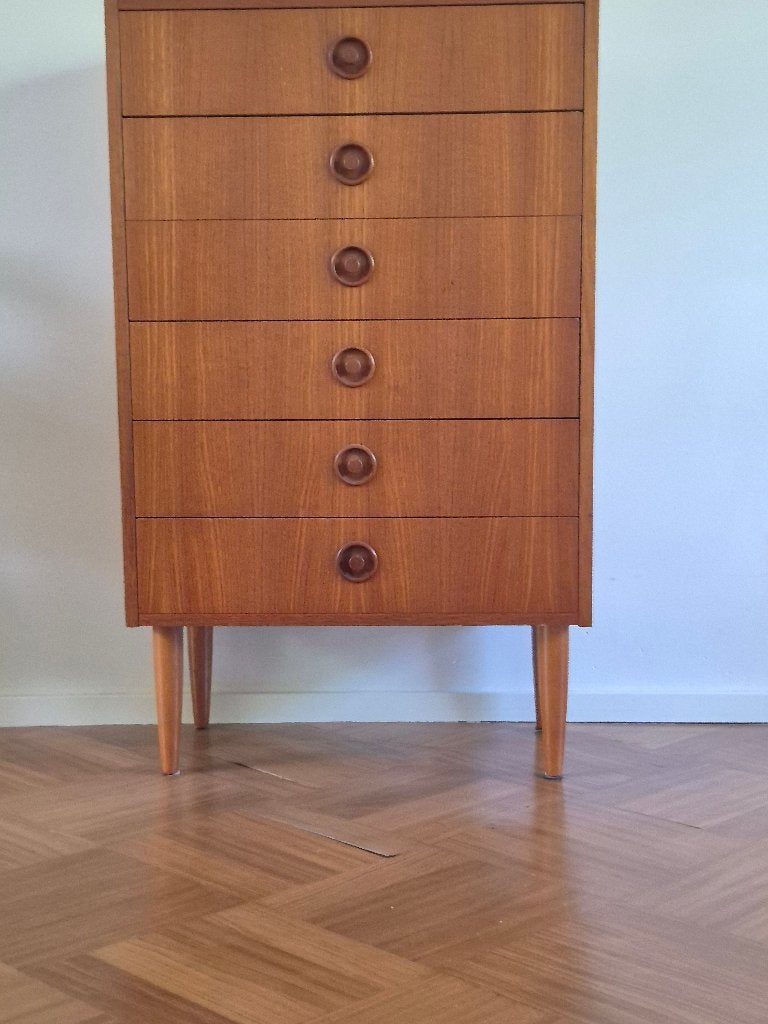 Zweeds teakhouten vintage ladekast commode SMI 6 lades, Ophalen, Gebruikt, 5 laden of meer, Teakhout