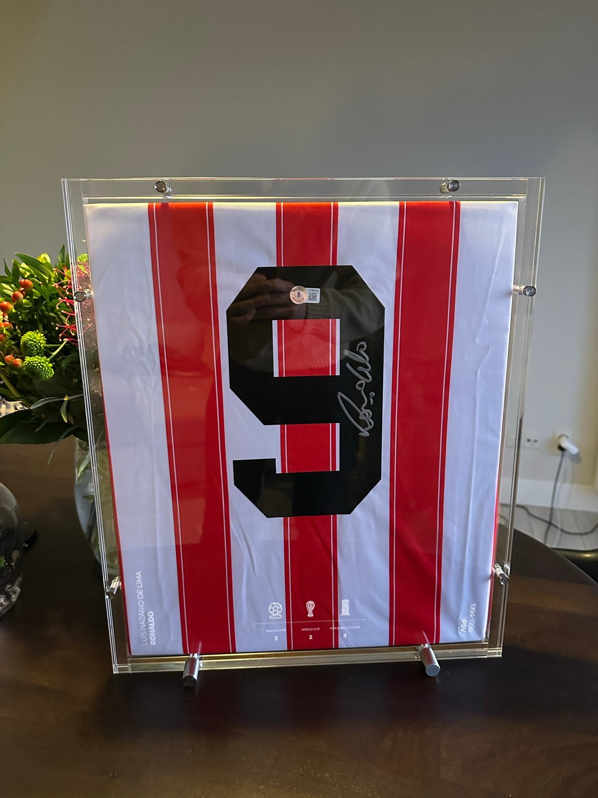 Gesigneerd PSV shirt Ronaldo Lima - Beckett COA, Ophalen of Verzenden, Zo goed als nieuw, PSV, Shirt