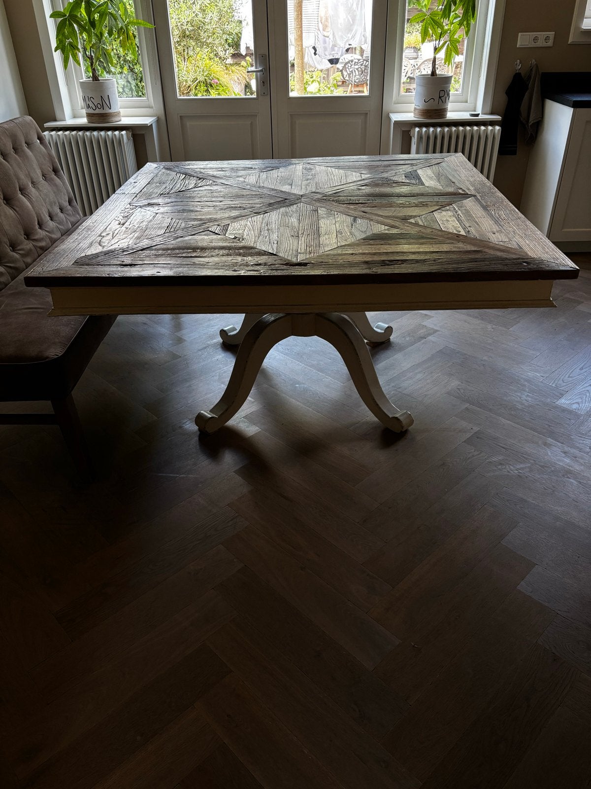 Rivièra Maison Chateau Belvedère eettafel. Mag weg voor 200€, Ophalen, Gebruikt, 150 tot 200 cm, Vierkant