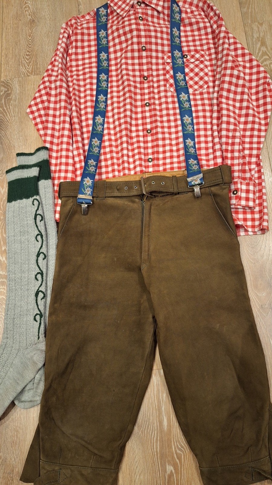 Lederhose 48 overhemd Tiroler kousen oktoberfeest, Ophalen, Gedragen, Maat 48/50 (M), Overige thema's