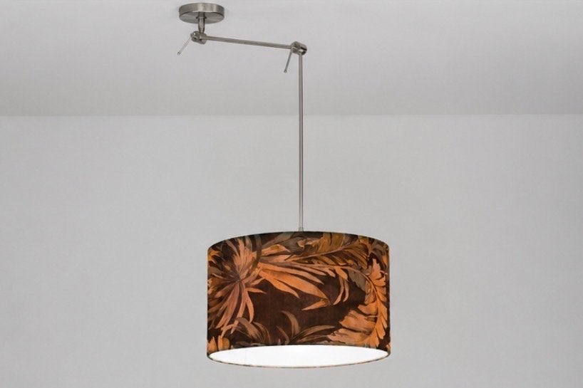 Plafondlamp met knikarm en exotische jungle kap, Ophalen, Zo goed als nieuw, Metaal, E27 (groot)