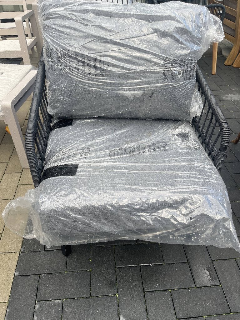 Loungestoel Isabel | Black/black | Rope, Ophalen, Zo goed als nieuw, Aluminium, Stapelbaar