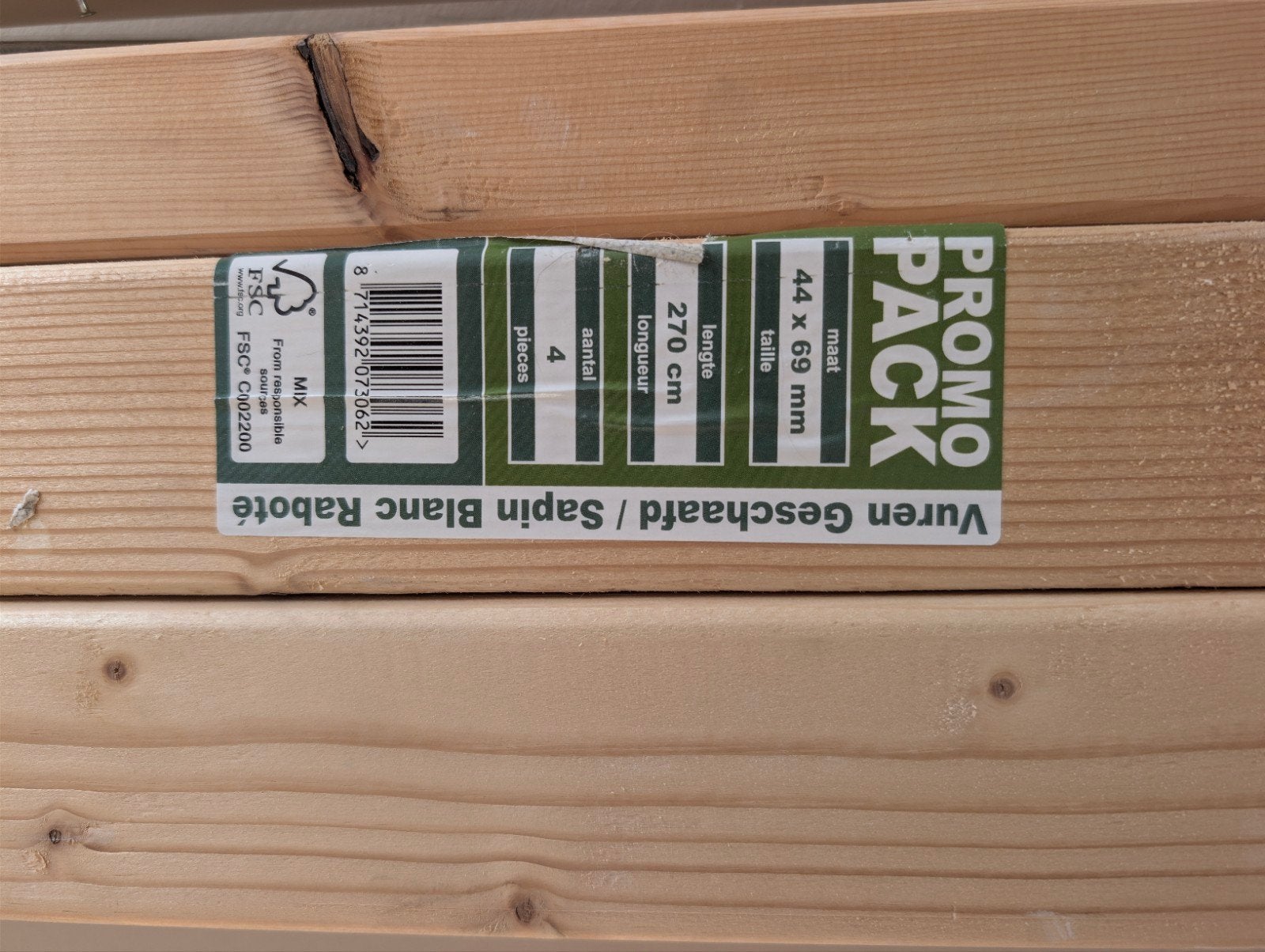 5,5x Geschaafde Vuren Balken 44x69mm 270cm, Doe-het-zelf en Verbouw, Ophalen