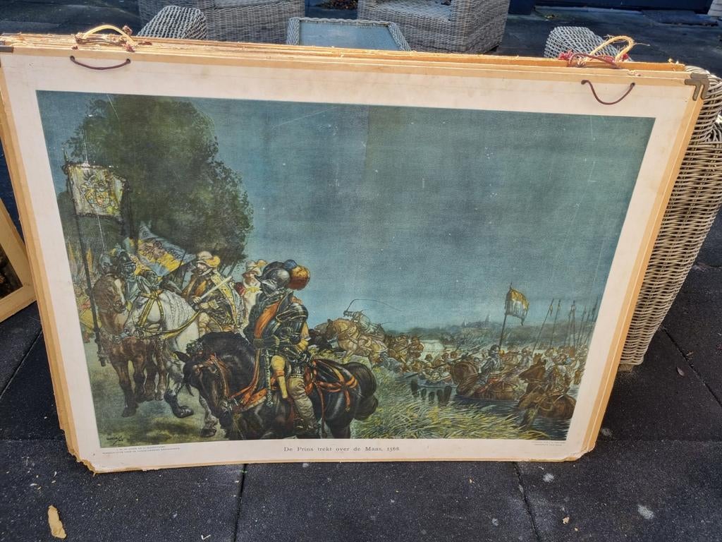Een school biedt aan 10 oude schoolplaten GESCHIEDENIS ., Antiek en Kunst, Antiek | Schoolplaten, Ophalen of Verzenden, Geschiedenis