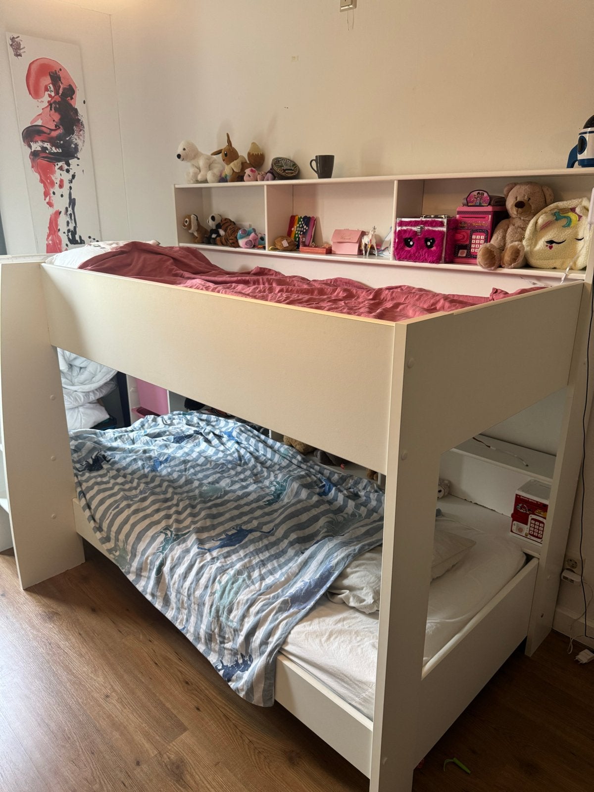Stevig stapelbed met vakkenwand - Gebruikt, Ophalen, Gebruikt, 210 cm, Tweepersoons