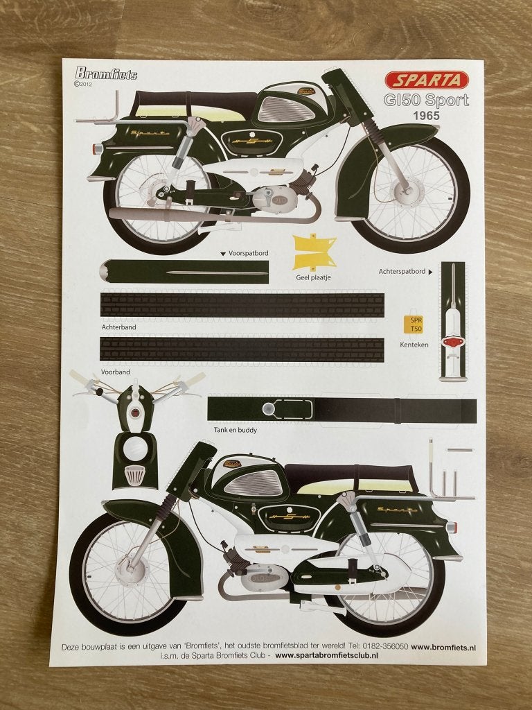 Bouwplaat Sparta G150 Sport 1965 uitgave BROMFIETS, Verzenden, Nieuw