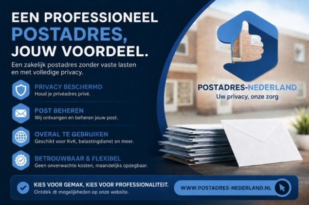 Zakelijk postadres ZZP = Vestigings-/privéadres afschermen., Ophalen of Verzenden