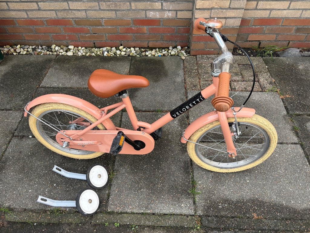 Veloretti Maxi 16 inch kinderfiets zalm roze, Ophalen, Terugtraprem, Zijwieltjes, Veloretti
