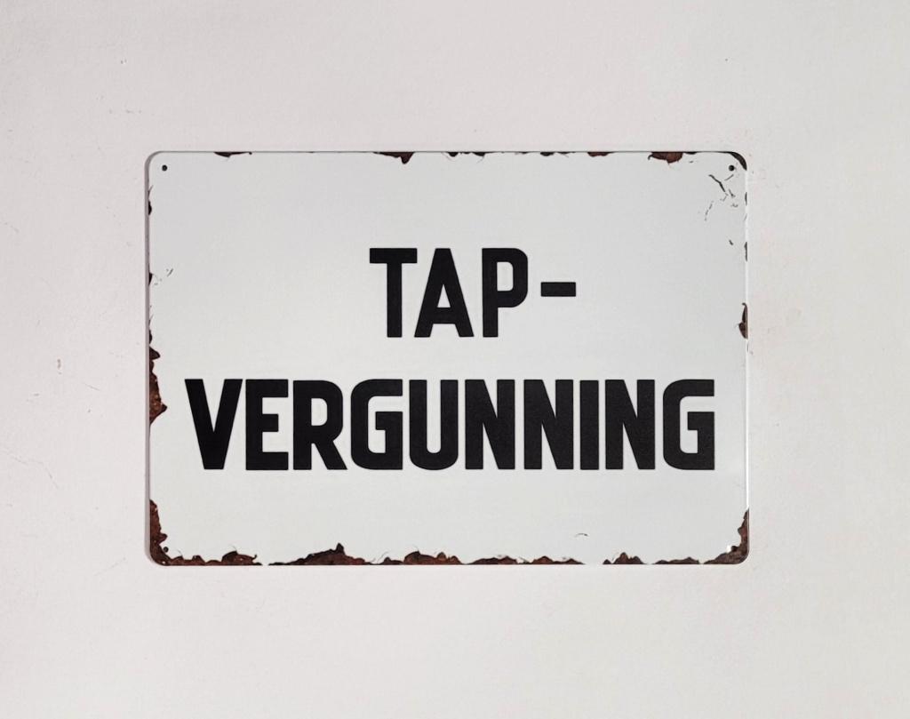 Tao Vergunning zwart wit reclamebord van metaal wandbord, Info@deconoord.nl, Deco Noord, Nieuw, Ophalen of Verzenden