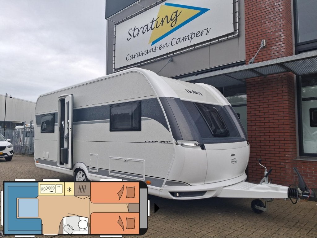Hobby Excellent Edition 540 UL NIEUW!! Enkele bedden!!, Caravans en Kamperen, Schokbreker, Rondzit, Hobby, Bedrijf