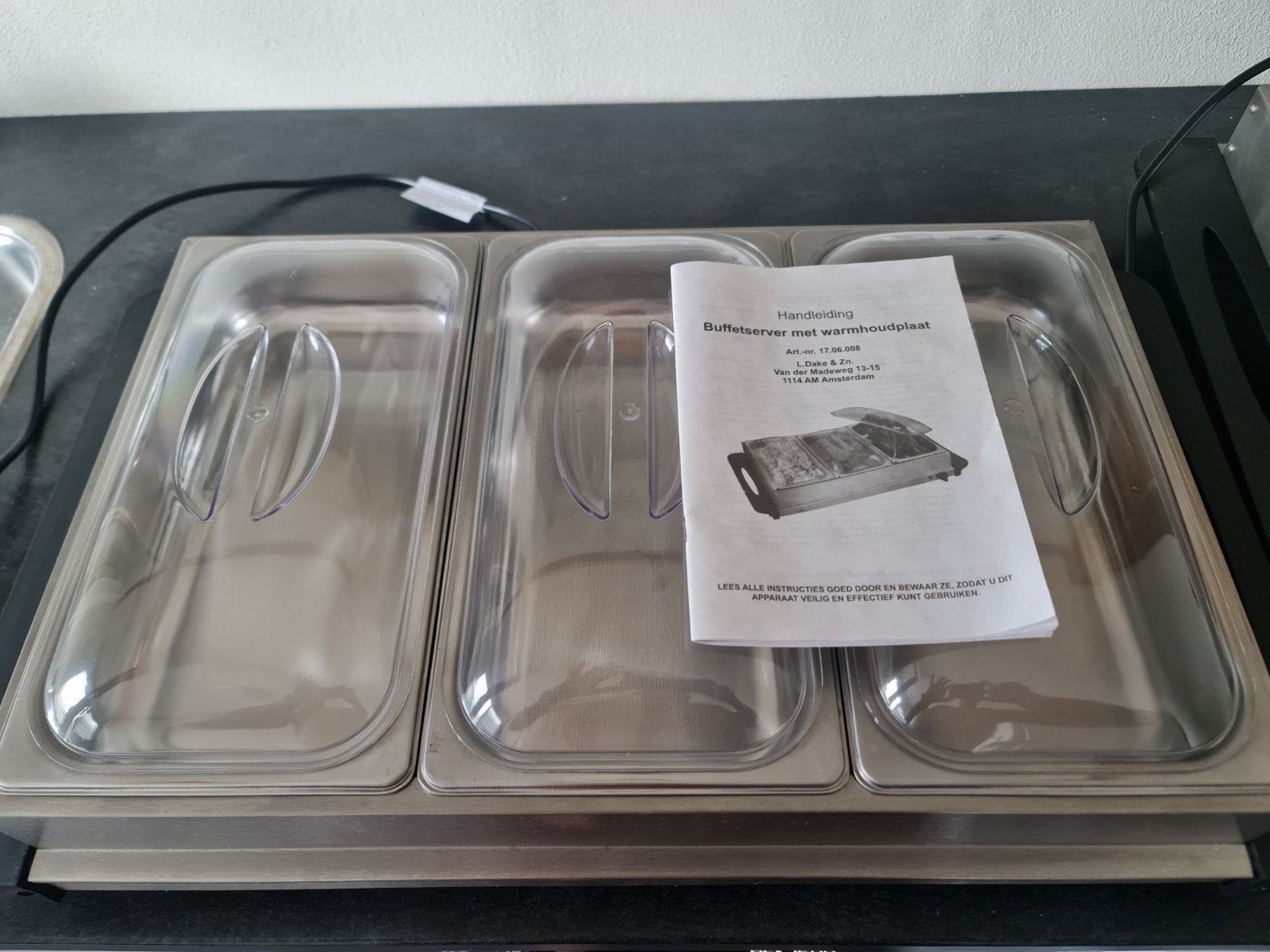 2x Buffetserver met warmhoudplaat, Ophalen, Zo goed als nieuw