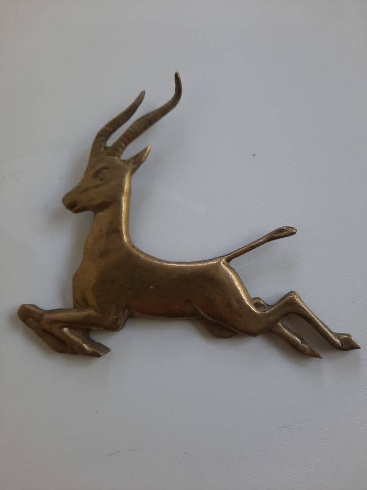 messing antilope - springbok - gazelle wanddecoratie, Antiek en Kunst, Ophalen of Verzenden