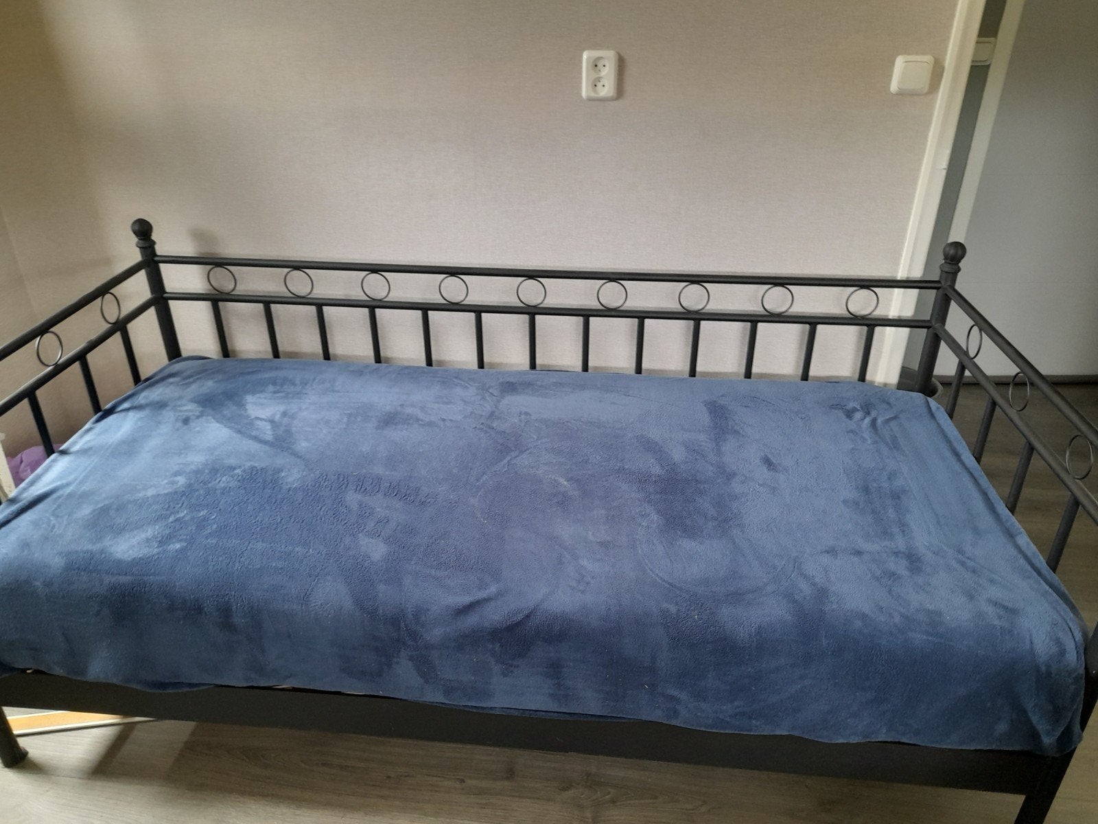 Bedbank zwart 1 persoons, Ophalen, Eenpersoons, Zwart, 90 cm