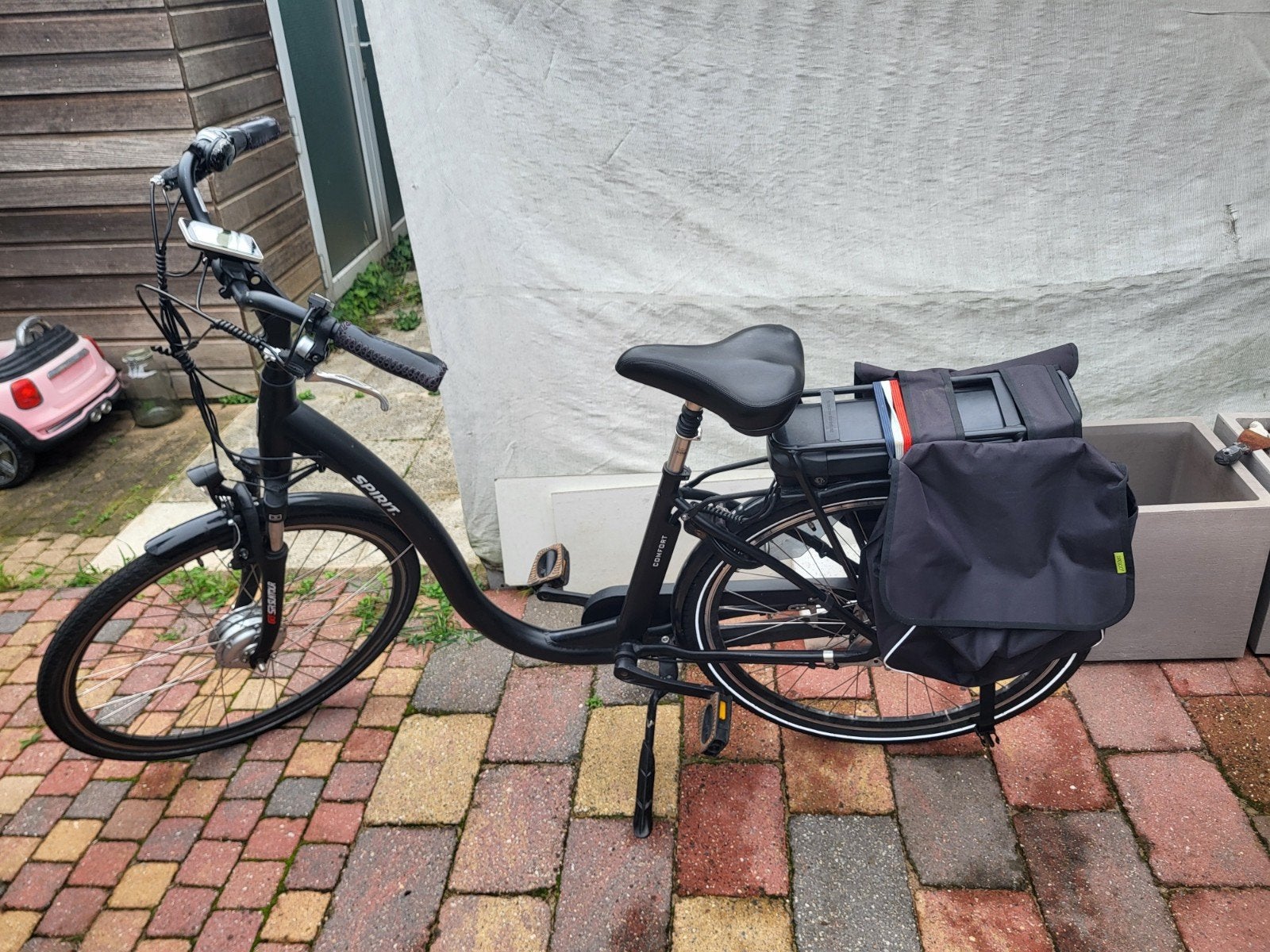 Spirit elektrische fiets met lage instap en fietstassen, Ophalen of Verzenden, Gebruikt, Overige merken