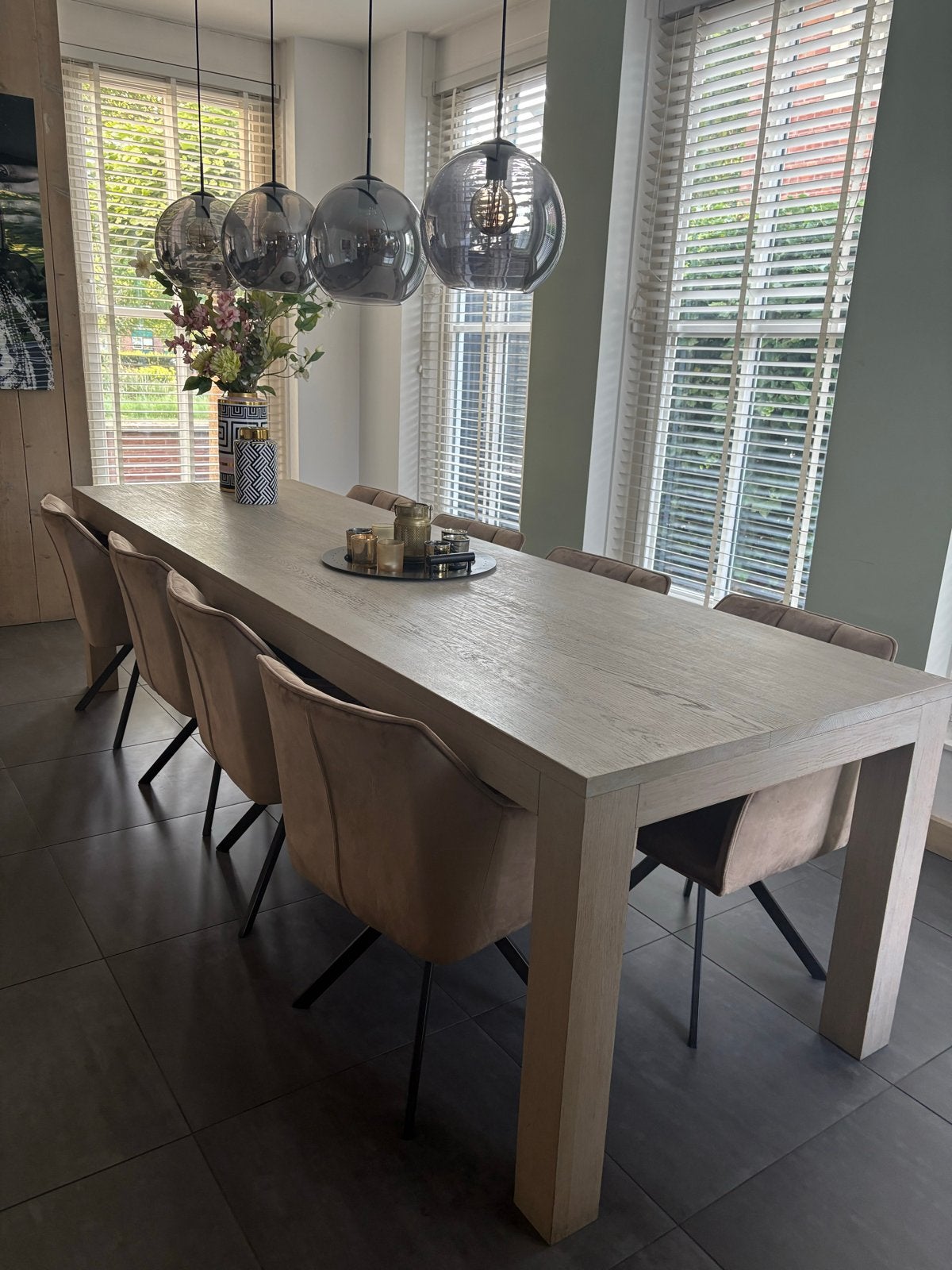 Grote eettafel van licht eikenhout, Huis en Inrichting, Tafels | Eettafels, Ophalen, Eikenhout, 200 cm of meer, 50 tot 100 cm