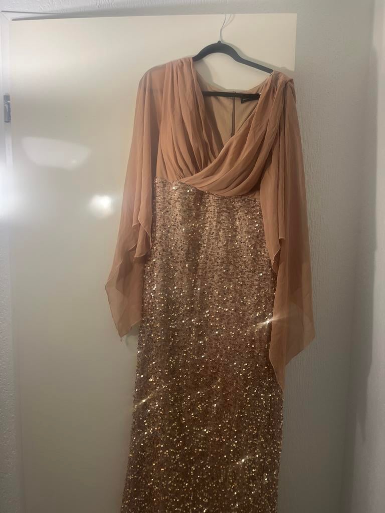 Gouden Galajurk met Pailletten - Maat 3XL, Kleding | Dames, Gelegenheidskleding, Galajurk, Overige kleuren, Maat 46/48 (XL) of groter